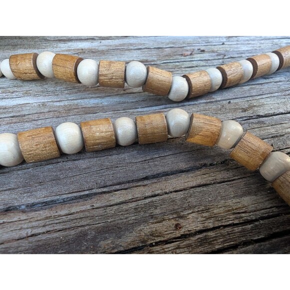 Vintage Wood Beaded Necklace: Earthtone Chunky Necklace - Picture 4 of 11